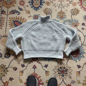 H&M Light blue Cropped Turtleneck Chunky Knit Sweater